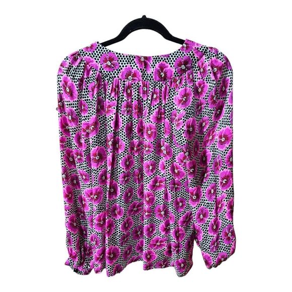 MILLY Polka Dot & Floral Tunic Top Blouse - Size 4 - Picture 2 of 7